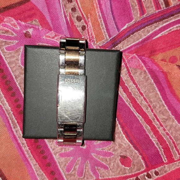 Fossil Riley Multifunction Two Tone Stainless Steel Watch New Battery - Picture 7 of 11